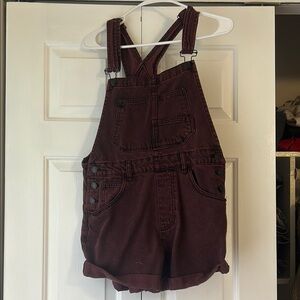Burgundy Denim Overalls